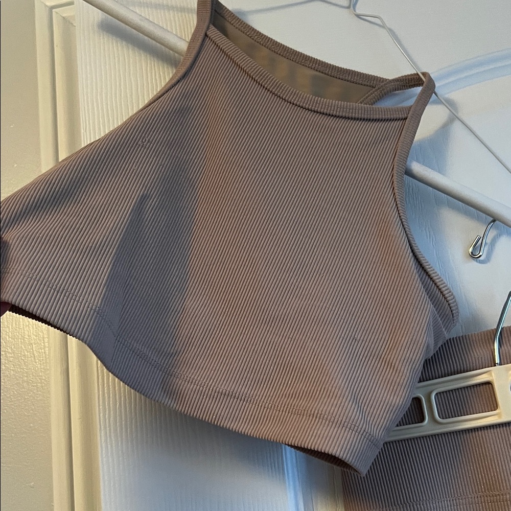 Beach Riot Set Ribbed Taupe Tank Top and matching pants